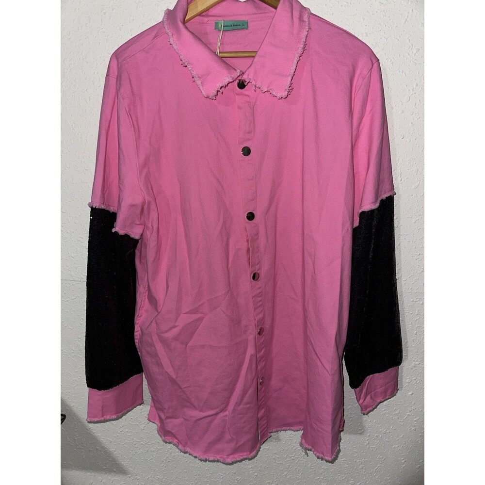 Sunshine Rodeo Hot Barbie Pink Black Sequin Sleeves SouthWestern Boutique Sz Lrg